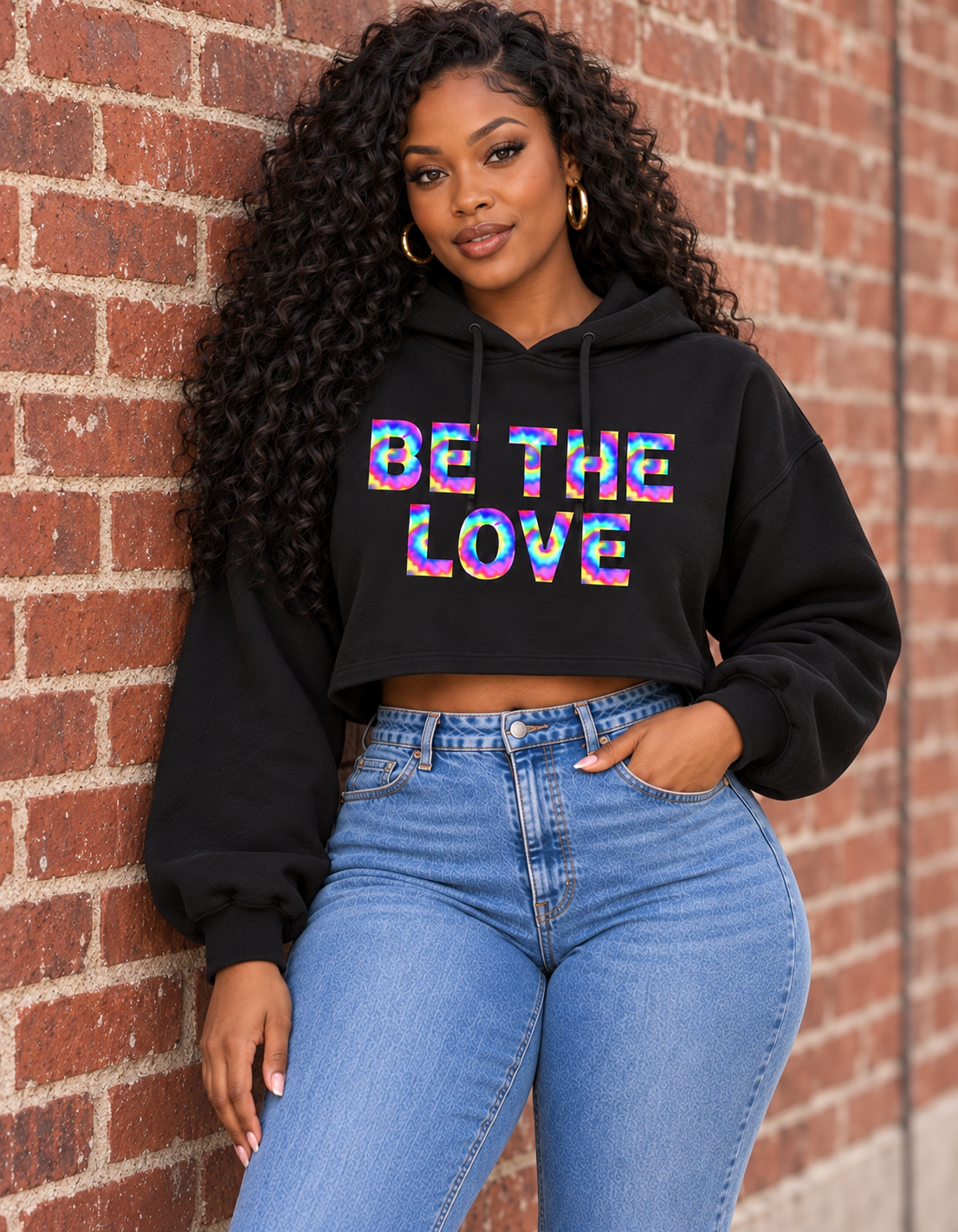 Be The Love Relaxed Boxy Cropped Hoodie