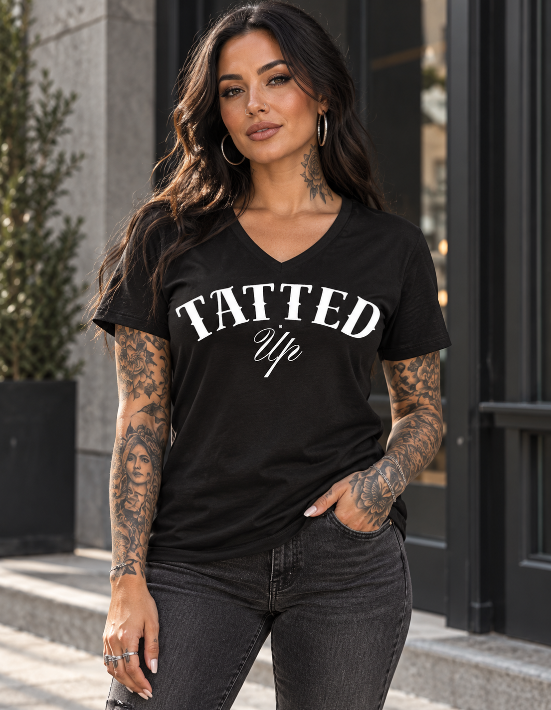 Tatted Up Unisex V-Neck Tee